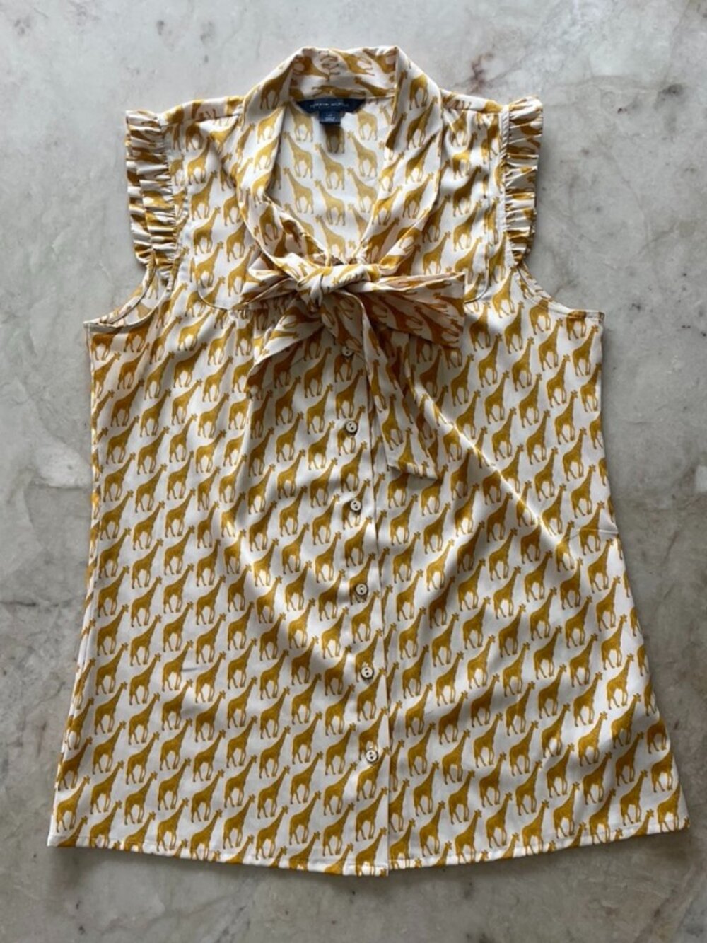 Tommy Hilfiger Women's Yellow and White Blouse
